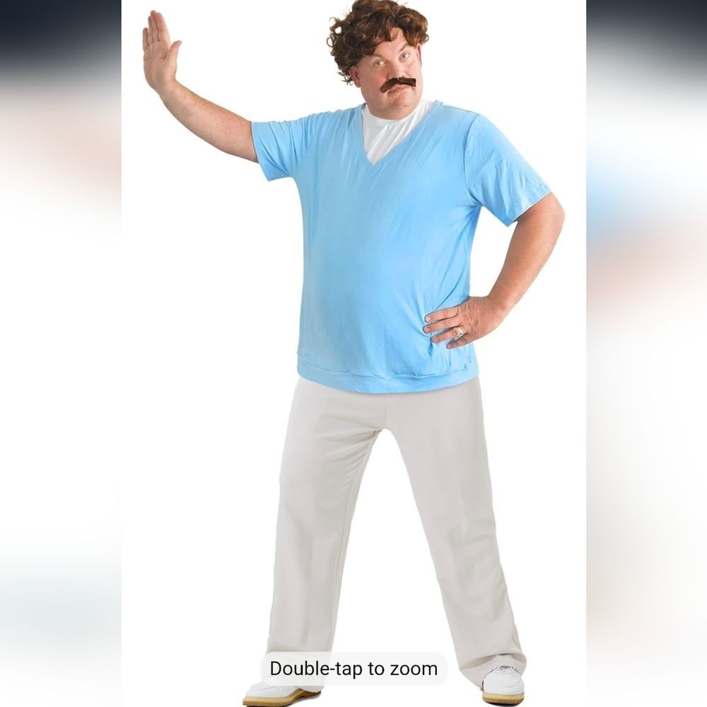 Arvilhill Men's Fat Nacho Costume Leisure Luchador Light Blue Short Sleeve